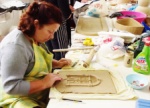 Doing a relief work in the ceramic department (Foto by Fatma Altayli)